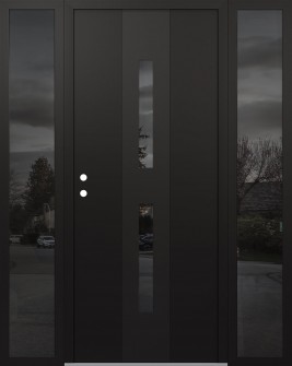 DIAMOND A6 60" X 80" BLACK/BLACK MIRRORED GLASS PANEL BLACK RHI WITH 2 SIDELITES MIRRORED GLASS