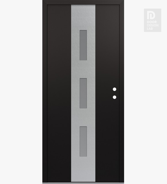 Modern Steel Front Door DIAMOND A7 36" X 80" BLACK/WHITE FROSTED GLASS PANEL STAINLESS STEEL LHI