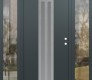 Modern Steel Front Door DIAMOND A8 68" X 80" ANTHRACITE/ANTHRACITE FROSTED GLASS PANEL STAINLESS STEEL LHI WITH 2 SIDELITES CLEAR GLASS