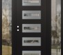 Modern Steel Front Door Diamond D4 64" x 80" black/black clear Glass Panel stainless steel RHI with 2 Sidelites clear Glass