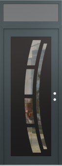 Diamond C12 36" x 96" anthracite/anthracite clear Glass Panel black LHI with Transom frosted Glass