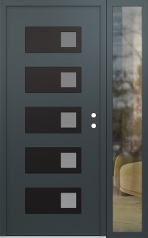 Diamond D2 50" x 80" anthracite/anthracite frosted Glass Panel black LHI with Sidelite clear Glass