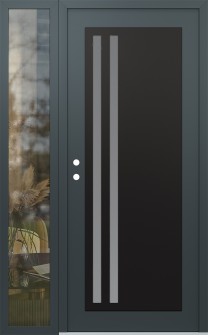 Diamond C6 48" x 80" anthracite/anthracite frosted Glass Panel black RHI with Sidelite clear Glass