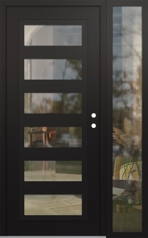 Diamond C9 52" x 80" black/black clear Glass Panel black LHI with Sidelite clear Glass