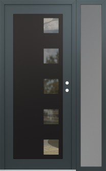 Diamond C5 52" x 80" anthracite/anthracite clear Glass Panel black LHI with Sidelite frosted Glass