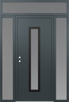 DIAMOND A11 64" X 96" ANTHRACITE/ANTHRACITE FROSTED GLASS PANEL BLACK RHI WITH 2 SIDELITES AND TRANSOM FROSTED GLASS