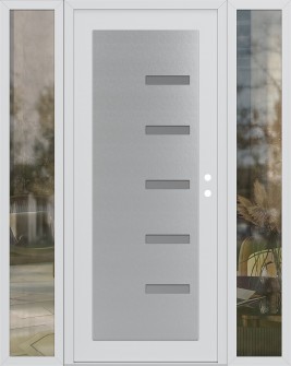 Diamond C8 60" x 80" white/white frosted Glass Panel stainless steel LHI with 2 Sidelites clear Glass