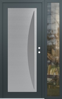 Diamond C13 52" x 80" anthracite/anthracite frosted Glass Panel stainless steel LHI with Sidelite clear Glass