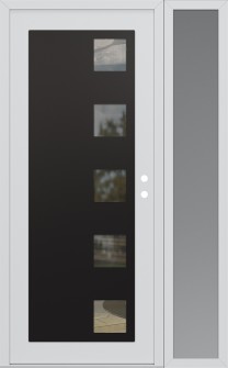 Diamond C5 52" x 80" white/white clear Glass Panel black LHI with Sidelite frosted Glass