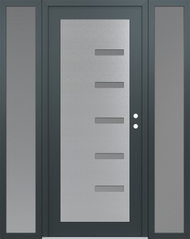 Diamond C8 64" x 80" anthracite/anthracite frosted Glass Panel stainless steel LHI with 2 Sidelites frosted Glass