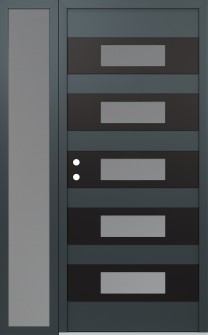 Diamond D5 52" x 80" anthracite/anthracite frosted Glass Panel black RHI with Sidelite frosted Glass