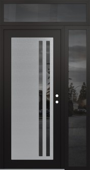 Diamond C6 48" x 96" black/black mirrored Glass Panel stainless steel LHI with Sidelite and Transom mirrored Glass