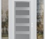 Modern Steel Front Door Diamond C9 60" x 96" white/white frosted Glass Panel stainless steel LHI with 2 Sidelites and Transom clear Glass