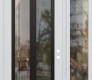 Modern Steel Front Door Diamond C14 52" x 96" white/white clear Glass Panel black LHI with Sidelite and Transom clear Glass