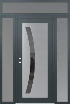 Diamond C4 68" x 96" anthracite/anthracite mirrored Glass Panel stainless steel RHI with 2 Sidelites and Transom frosted Glass