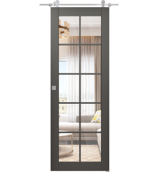 Avon 10 Lite Clear Gray Matte Barn doors