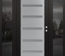 Modern Steel Front Door Diamond C7 68" x 80" black/white frosted Glass Panel stainless steel LHI with 2 Sidelites mirrored Glass
