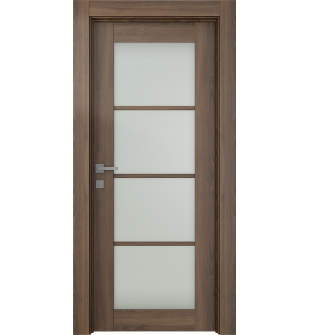 Avon 4 Lite Vetro Pecan Nutwood Single Doors