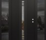 Modern Steel Front Door DIAMOND A5 64" X 80" BLACK/BLACK CLEAR GLASS PANEL BLACK LHI WITH 2 SIDELITES MIRRORED GLASS