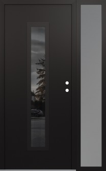 DIAMOND A11 48" X 80" BLACK/BLACK MIRRORED GLASS PANEL BLACK LHI WITH SIDELITE FROSTED GLASS