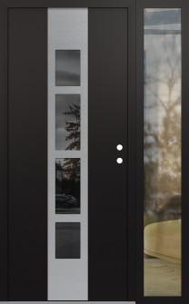 DIAMOND A10 50" X 80" BLACK/BLACK MIRRORED GLASS PANEL STAINLESS STEEL LHI WITH SIDELITE CLEAR GLASS