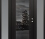 Modern Steel Front Door Diamond C1 68" x 80" black/black mirrored Glass Panel black LHI with 2 Sidelites frosted Glass