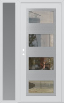 Diamond C2 50" x 80" white/white clear Glass Panel stainless steel RHI with Sidelite frosted Glass