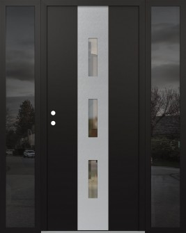 DIAMOND A7 64" X 80" BLACK/BLACK CLEAR GLASS PANEL STAINLESS STEEL RHI WITH 2 SIDELITES MIRRORED GLASS