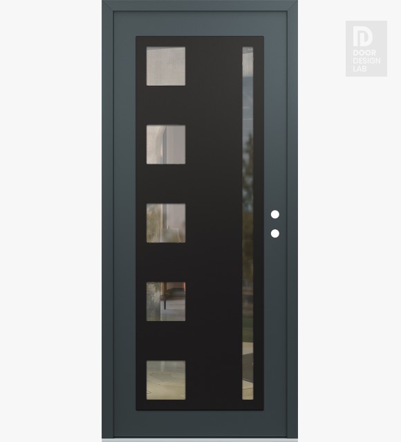 Modern Steel Front Door Diamond C3 36" x 80" anthracite/anthracite clear Glass Panel black LHI
