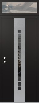 DIAMOND A4 36" X 96" BLACK/BLACK MIRRORED GLASS PANEL STAINLESS STEEL RHI WITH TRANSOM CLEAR GLASS
