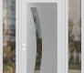 Modern Steel Front Door Diamond C4 68" x 96" white/white clear Glass Panel stainless steel RHI with 2 Sidelites and Transom clear Glass