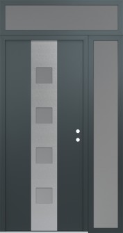 DIAMOND A12 48" X 96" ANTHRACITE/ANTHRACITE FROSTED GLASS PANEL STAINLESS STEEL LHI WITH SIDELITE AND TRANSOM FROSTED GLASS