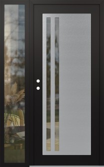 Diamond C6 50" x 80" black/black clear Glass Panel stainless steel RHI with Sidelite clear Glass
