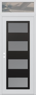 Diamond C2 36" x 96" white/white frosted Glass Panel black RHI with Transom clear Glass