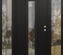 Modern Steel Front Door DIAMOND A1 68" X 80" BLACK/BLACK CLEAR GLASS PANEL BLACK LHI WITH 2 SIDELITES CLEAR GLASS