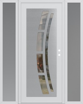 Diamond C12 60" x 80" white/white clear Glass Panel stainless steel LHI with 2 Sidelites frosted Glass