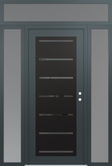 Diamond C11 60" x 96" anthracite/anthracite mirrored Glass Panel black LHI with 2 Sidelites and Transom frosted Glass