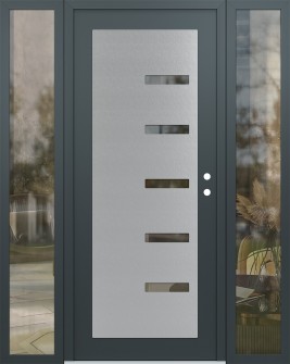 Diamond C8 64" x 80" anthracite/anthracite clear Glass Panel stainless steel LHI with 2 Sidelites clear Glass