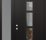 Modern Steel Front Door DIAMOND A10 48" X 96" BLACK/BLACK CLEAR GLASS PANEL BLACK RHI WITH SIDELITE AND TRANSOM FROSTED GLASS