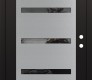 Modern Steel Front Door Diamond C7 36" x 80" black/black mirrored Glass Panel stainless steel LHI