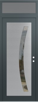 Diamond C4 36" x 96" anthracite/anthracite clear Glass Panel stainless steel LHI with Transom frosted Glass