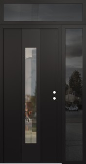 DIAMOND A1 50" X 96" BLACK/BLACK CLEAR GLASS PANEL BLACK LHI WITH SIDELITE AND TRANSOM MIRRORED GLASS