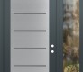 Modern Steel Front Door Diamond C11 48" x 96" anthracite/anthracite frosted Glass Panel stainless steel LHI with Sidelite and Transom clear Glass
