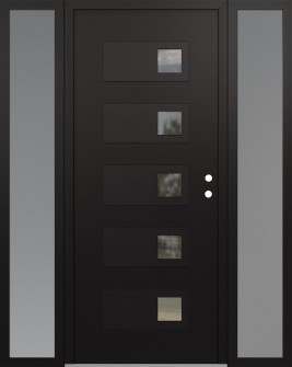 Diamond D2 60" x 80" black/black clear Glass Panel black LHI with 2 Sidelites frosted Glass