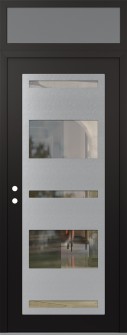 Diamond C10 36" x 96" black/black clear Glass Panel stainless steel RHI with Transom frosted Glass