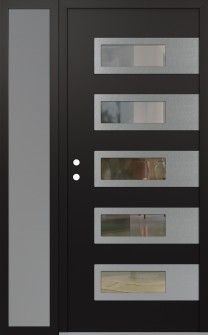 Diamond D3 52" x 80" black/black clear Glass Panel stainless steel RHI with Sidelite frosted Glass