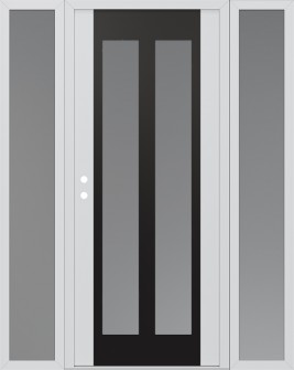 Diamond C14 64" x 80" white/white frosted Glass Panel black RHI with 2 Sidelites frosted Glass