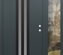 Modern Steel Front Door DIAMOND A8 50" X 80" ANTHRACITE/ANTHRACITE FROSTED GLASS PANEL BLACK LHI WITH SIDELITE CLEAR GLASS