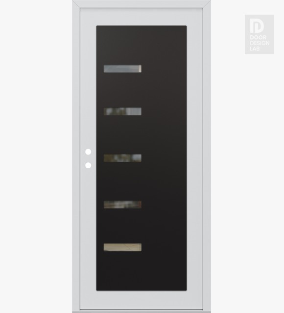 Modern Steel Front Door Diamond C8 36" x 80" white/white clear Glass Panel black RHI