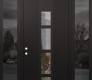 Modern Steel Front Door DIAMOND A10 60" X 96" BLACK/BLACK CLEAR GLASS PANEL BLACK RHI WITH 2 SIDELITES AND TRANSOM MIRRORED GLASS
